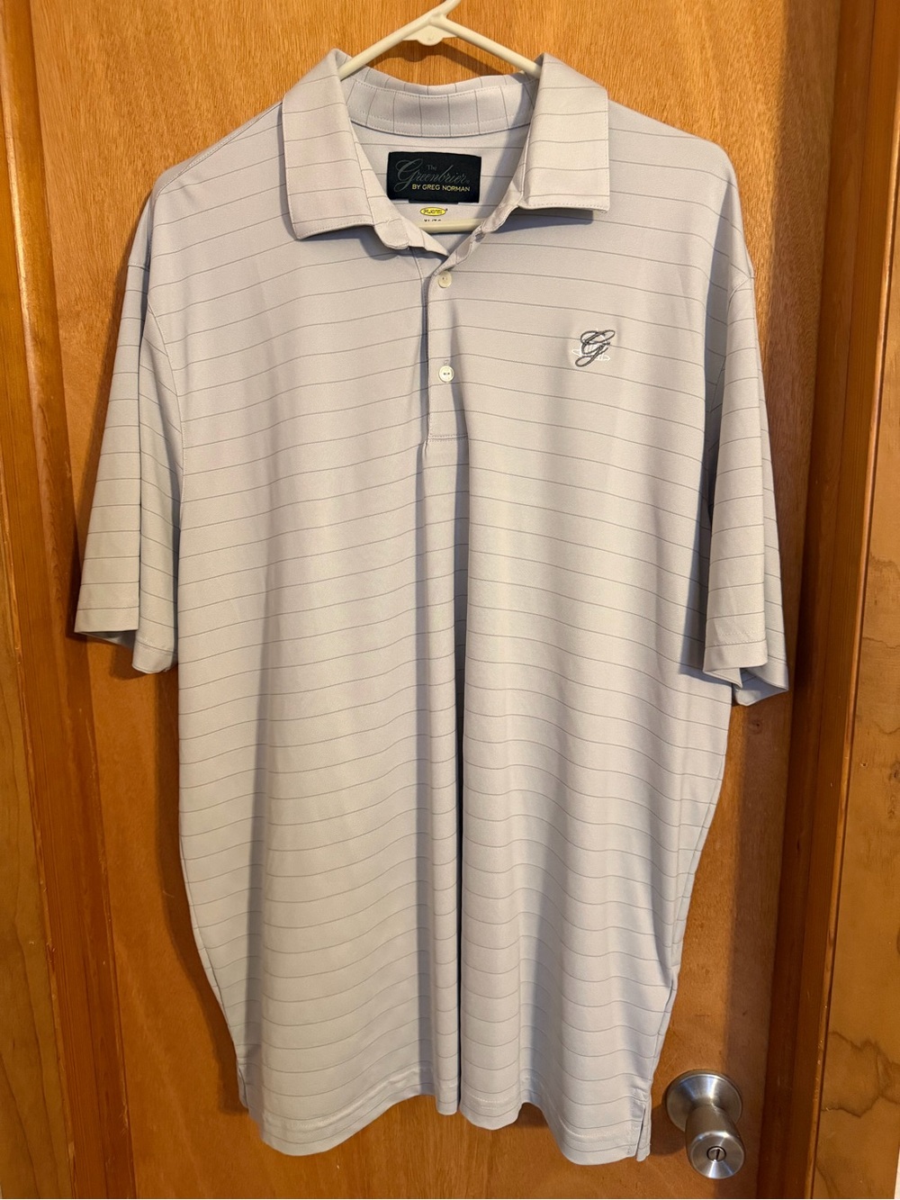 Greg Norman Collection Men's Light Gray Pinstripe Polo